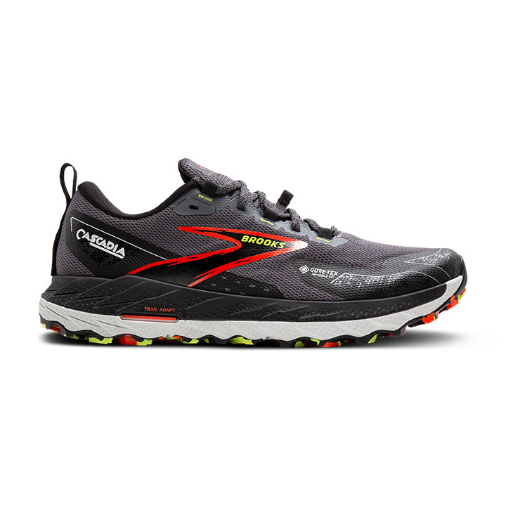 Men's Sample Cascadia 18 GTX::Blackened Pearl/Black/Tomato