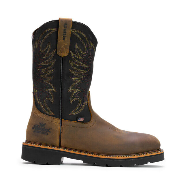 11" Square Toe Wellington Waterproof Safety Toe 804-4330::Crazy Horse/Black