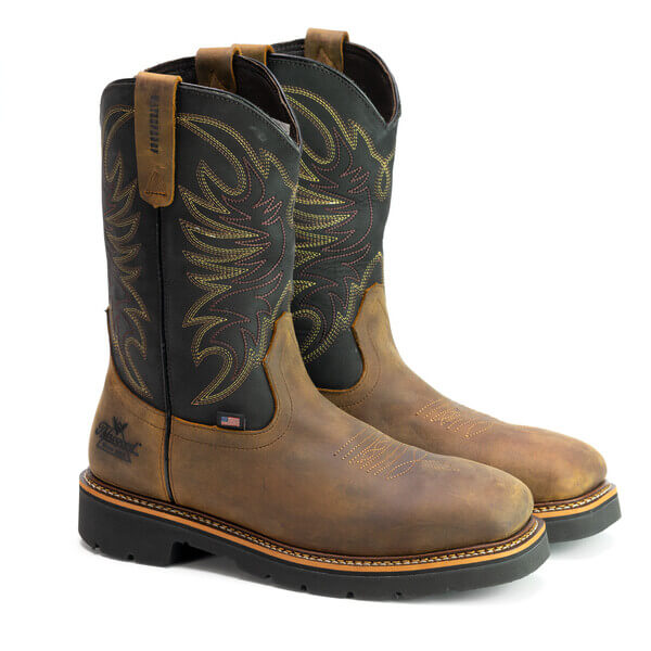 11" Square Toe Wellington Waterproof Safety Toe 804-4330::Crazy Horse/Black