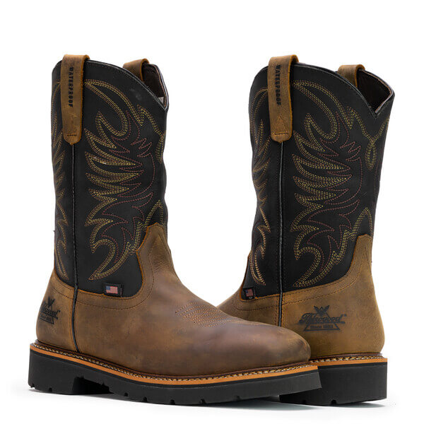 11" Square Toe Wellington Waterproof Safety Toe 804-4330::Crazy Horse/Black