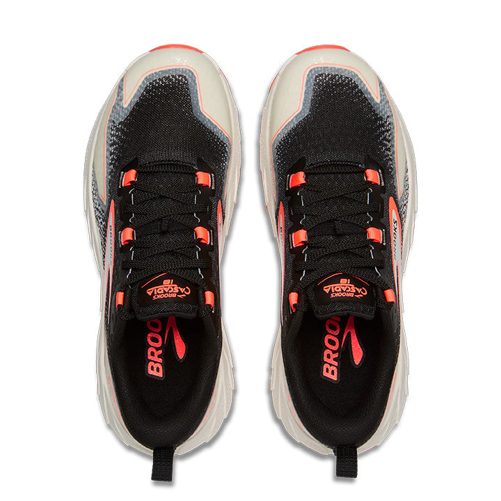 Women's Sample Cascadia 18::Black/Blue Wash/ Flame