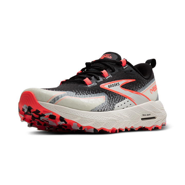 Women's Sample Cascadia 18::Black/Blue Wash/ Flame