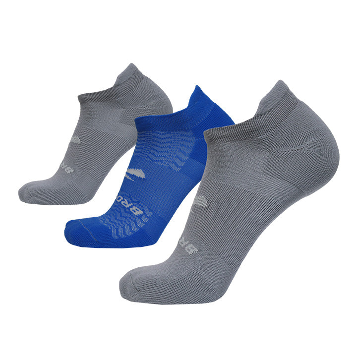 Brooks Run-In No Show 3 Pack Socks::Asphalt Royal Asphalt