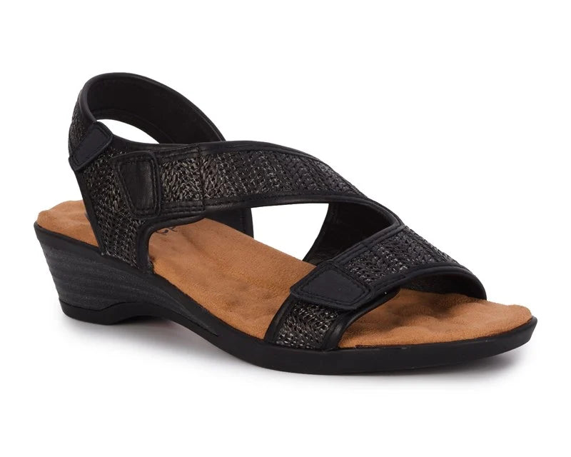 Kimmi::Black Raffia/Leather