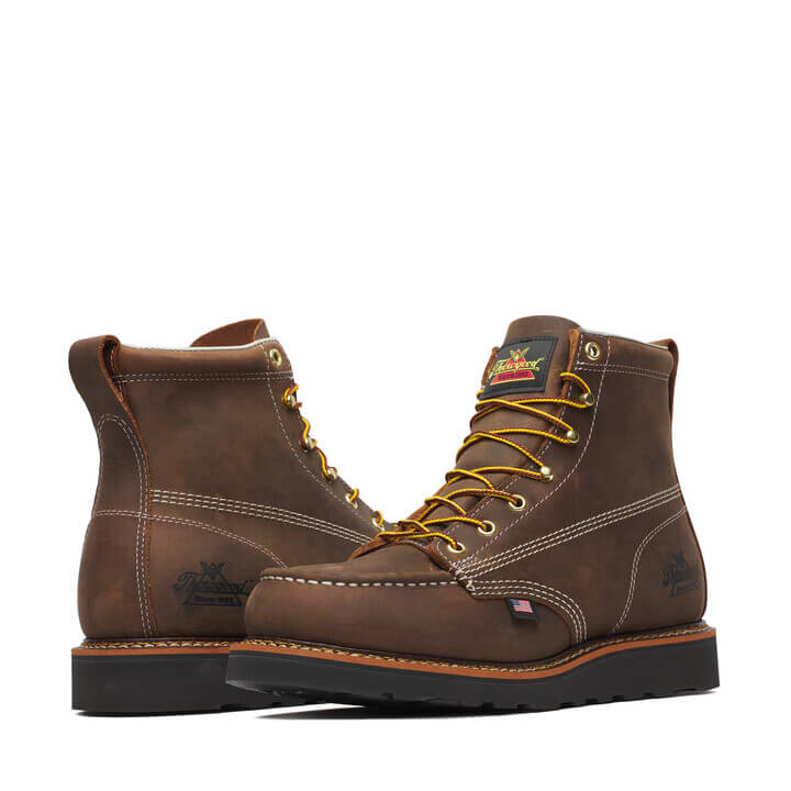 American Heritage 6″ 814-4135 Moc Toe MAXWear Wedge™::Crazy Horse Black Heel