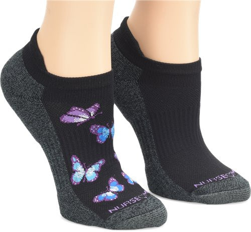 Compression Ankle Socks 2 Pack::Black Butterfly