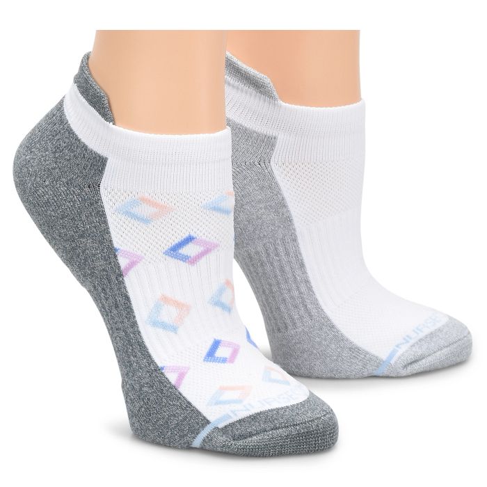 Compression Ankle Socks 2 Pack::Geo Diamond White/Grey