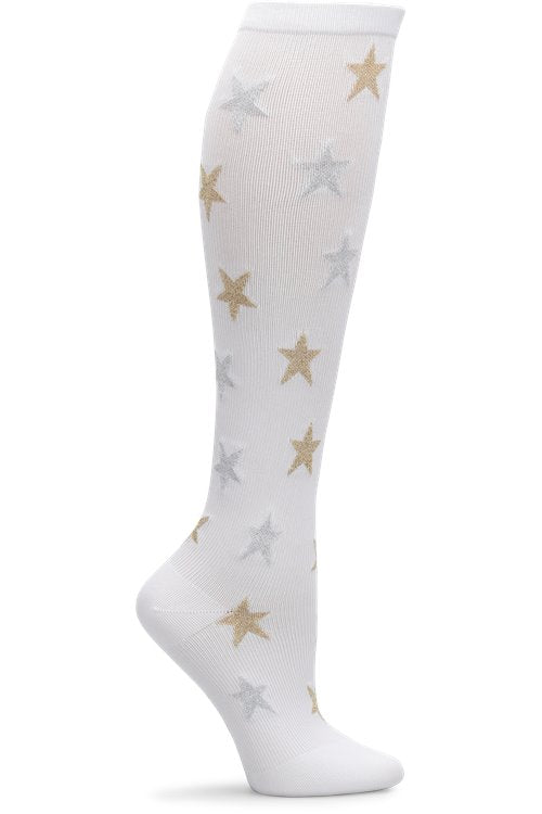 Compression Sock 12-14 mm/Hg::White Sparkle Star