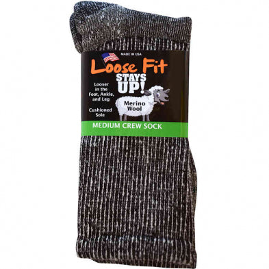 Loose Fit Stays Up Merino Wool Crew Socks