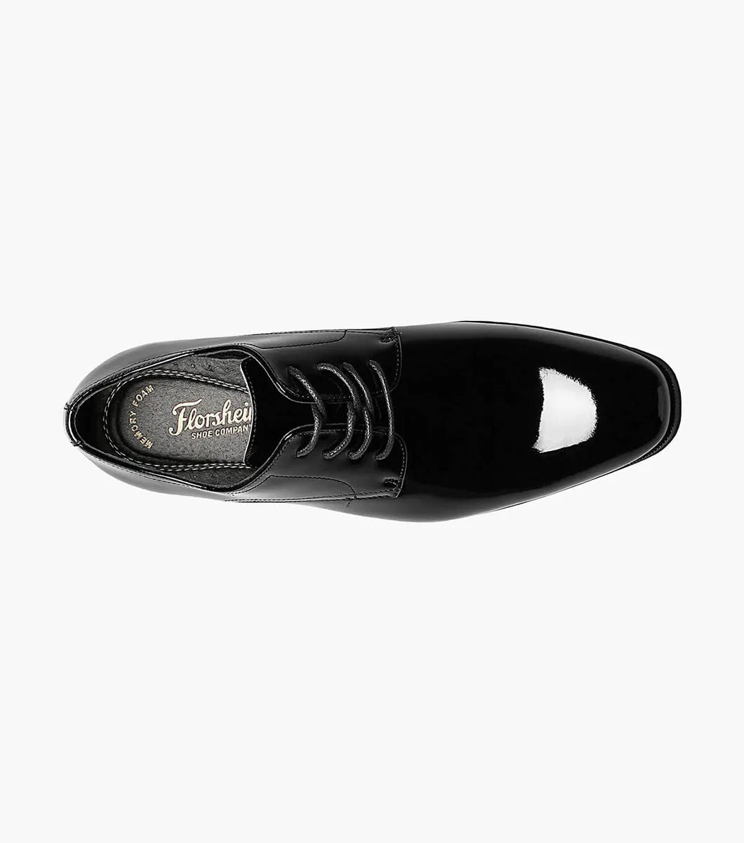 Tux Plain Toe Oxford::Black Patent