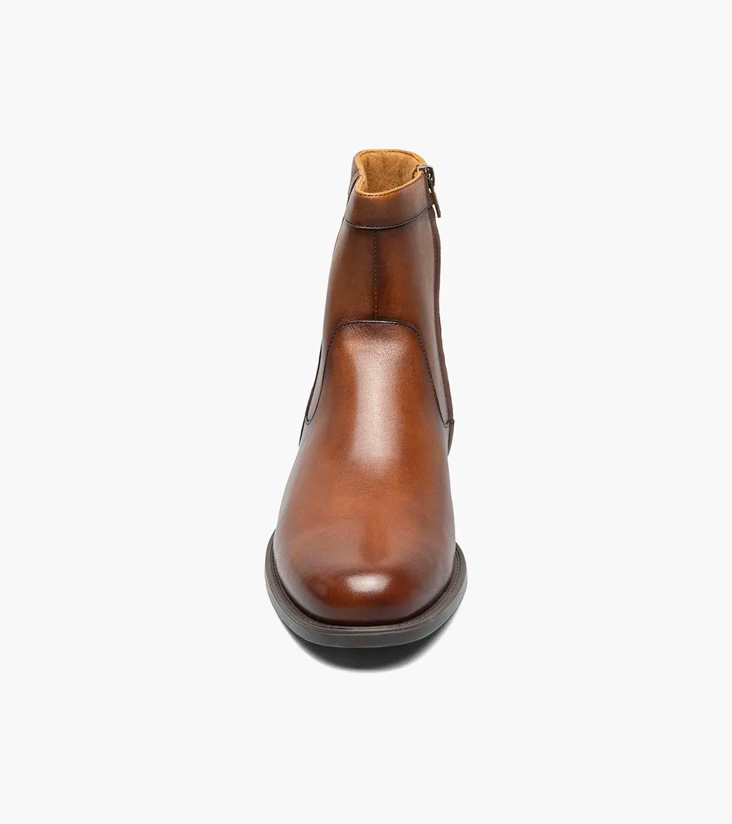 Midtown Plain Toe Zipper Boot::Cognac