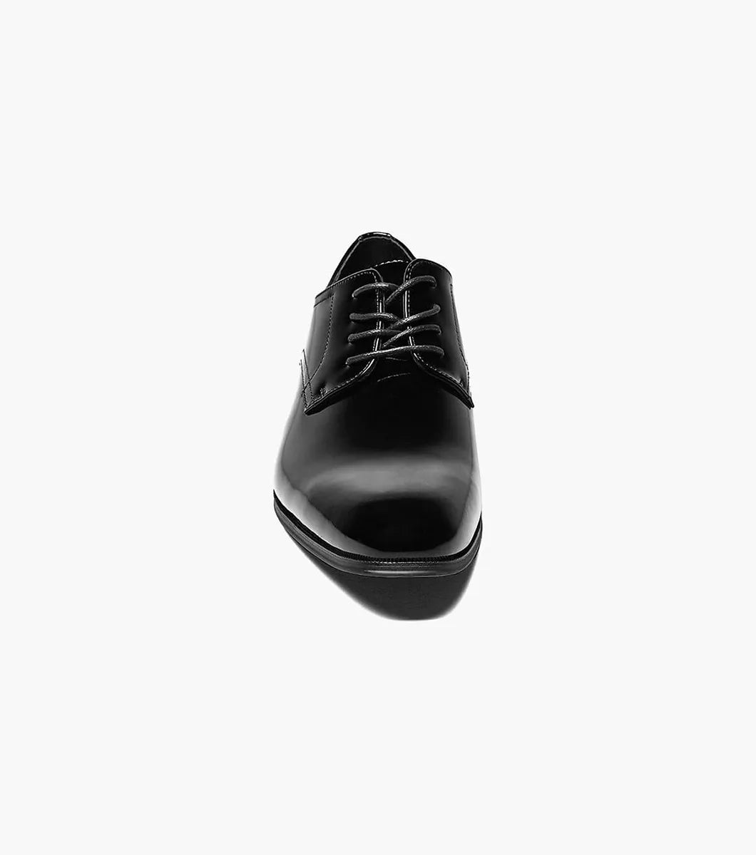 Tux Plain Toe Oxford::Black Patent