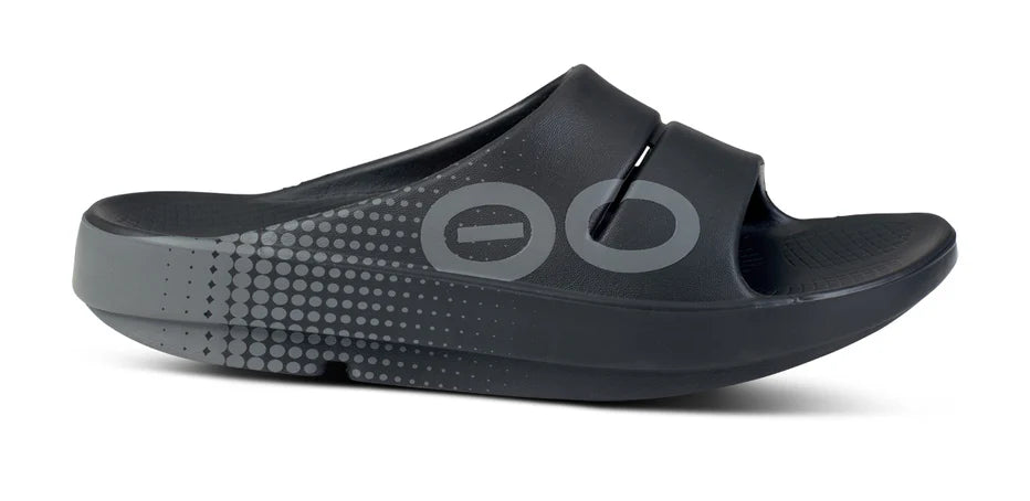 OOFOS Men's OOahh Sport Slide Black/Slate Matrix – Pilcher's Shoes