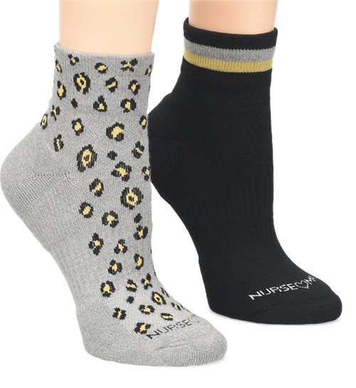 Compression Quarter Socks 2 Pack::Grey Leopard