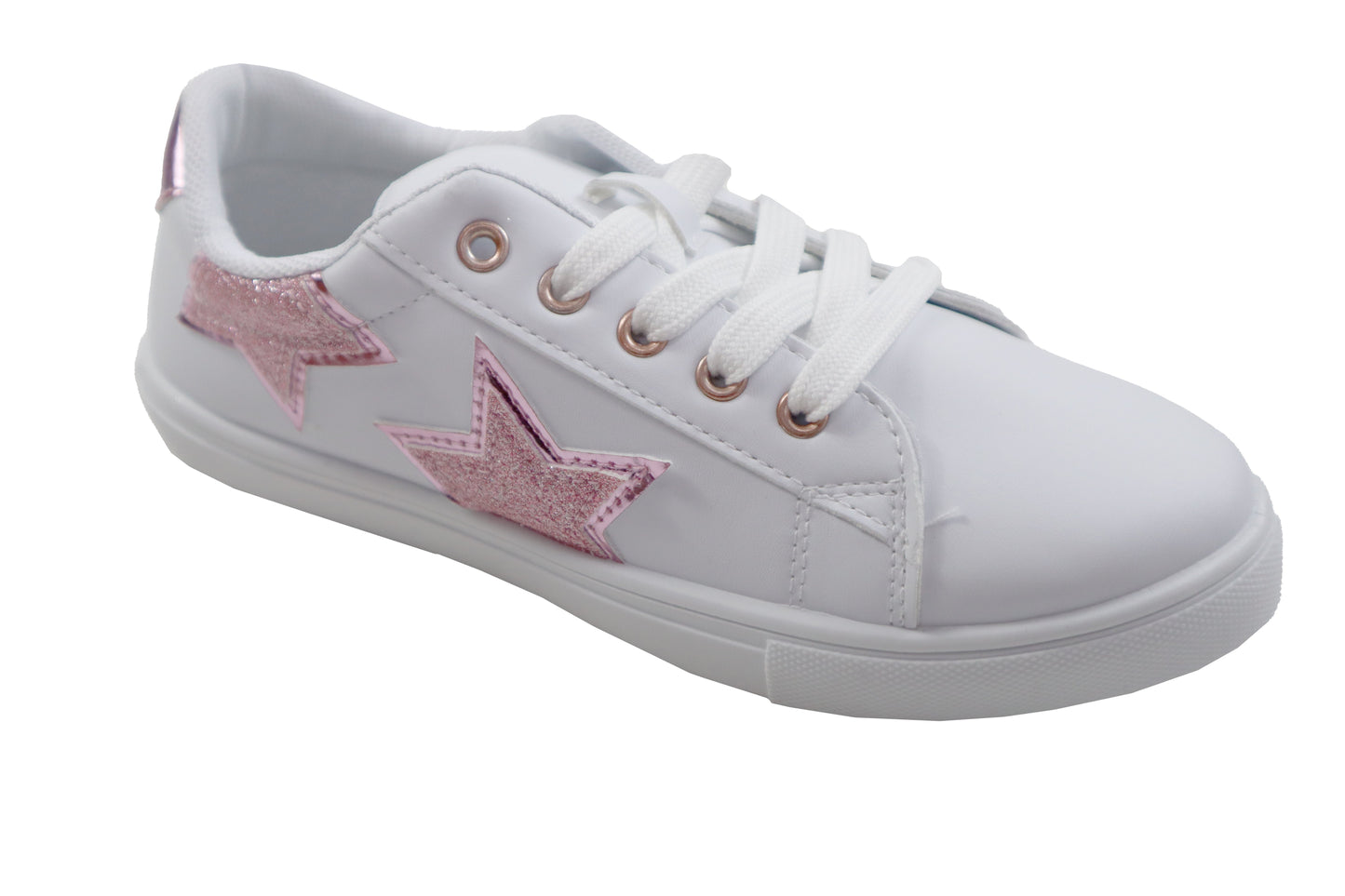 Kensie Girl Star Sneaker::White/Pink